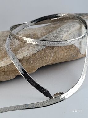 925 Sterling Silver Herringbone Necklace Made in Italy 👌🎁